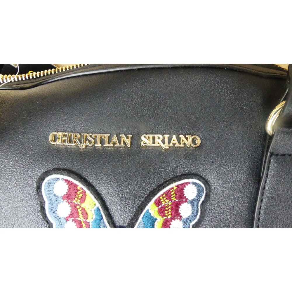 Christian Siriano Satchel Bag Womens Medium Black NWT Floral Butterfly Embroider - Picture 5 of 5